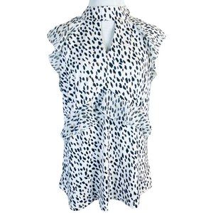 Perseption Concept Blouse Size Large Cheetah Print Flutter Sleeve Y2K 90's